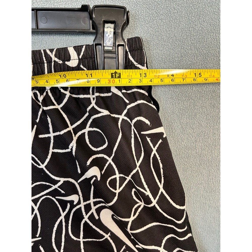 Nike Dri-FIT Kids Shorts Black White Scribble Swoosh Logo Athletic Size M